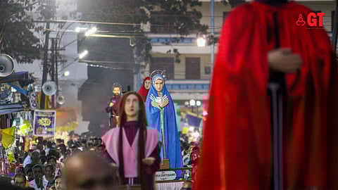 SEEKING BLESSINGS: Around 31 life-size statues of various saints were taken out in a procession on a day marked by faith and devotion.