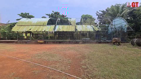 CRUMBLED: The present state of the indoor cricket training facility installed and funded by Goa Cricket Association at Nirakar Education Society ground in Mashem, Canacona.