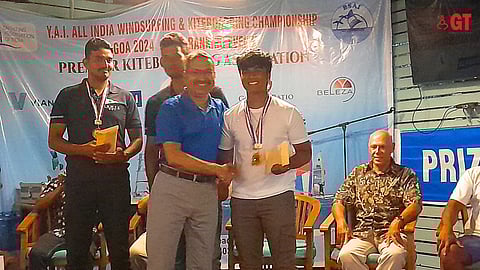 OLYMPICS AHOY: IQ Foil sensation, Sachin Ganesh, being congratulated on his feat.