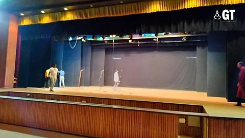 GET 'SET': The revamped stage at Pai Tiatrist Hall in Ravindra Bhavan, Margao.