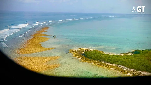 BIRD'S EYE VIEW: This bird's-eye view from the confines of FLY91 offers a stunning perspective, showcasing the vastness and beauty of Agatti.