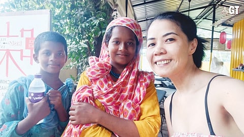 MOUTHS TO FEED: Chef Maria Aquino, co-owner of Taste, cooked a hearty meal for these two hungry children when they landed at her restaurant in Panjim.