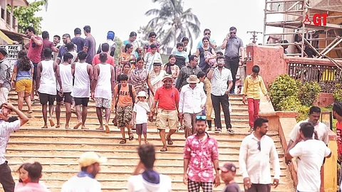 GOA'S FAMOUS BEACH: The once-quiet beach is now bustling with tourists and water sports activities.