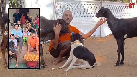 CELEBRATING A MEANINGFUL DIWALI: Atul Sarin shares a photo with his dear pets; (inset) WAG celebrates Diwali by lighting lamps and preparing some vegan treats for the animals