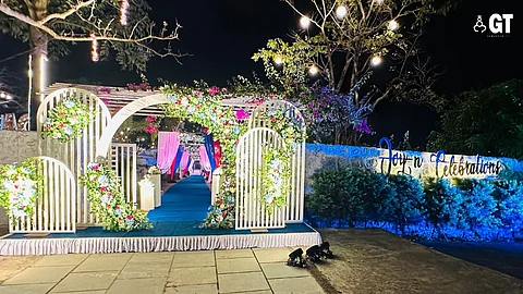MAGICAL NIGHT: Joy n Celebrations, the wedding venue in Gancim, Batim, all lit up for a wedding ceremony.