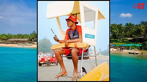 A Drishti Marine lifesaver keeps a close watch at beachgoers.