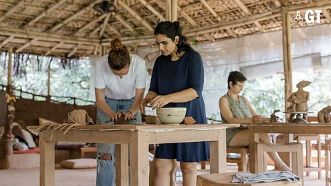 A pottery class at Mati Earth Studio.