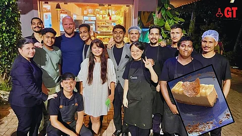 A photo with Will Champion (drummer) of Coldplay at Cavatina by Avinash Martins in Benalim.