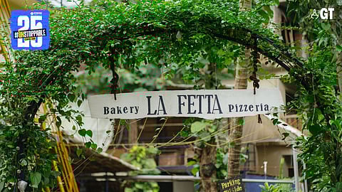 Little signage welcomes you to La Fetta.