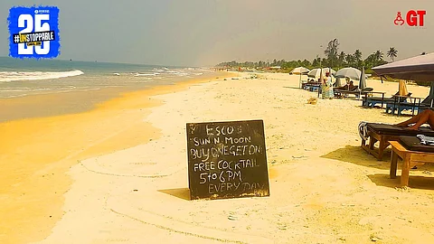Sun beds and various offers can be seen on the beaches.