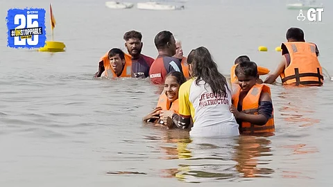 Sixteen visually impaired students from NAB-Goa enjoyed their beach experience with Drishti Marine.