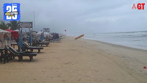 The beach wears a lonely look in the wake of heavy showers in Goa.