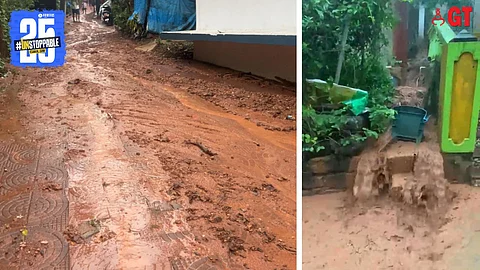 Mud washed down from a hill in Odxel village.