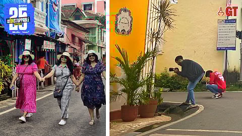 Tourists behave in an unruly manner in Panjim’s Fontainhas.
