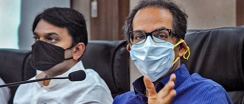 Maharashtra Chief Minister Uddhav Thackeray addresses media after visiting flood affected area in Sangli district (PTI)