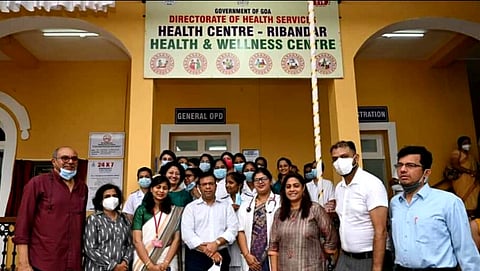 Dr Oswald Fernandes Health Officer Urban Health Centre Panjim, Dr Ira Almeida Director Health Services, Dr Archana Gaonkar and Dr Minal Joshi - Ayush Medical Officers, Hon Health Minister Shri Vishwajit Rane, Dr Shradha Chodankar Medical Officer in Charge