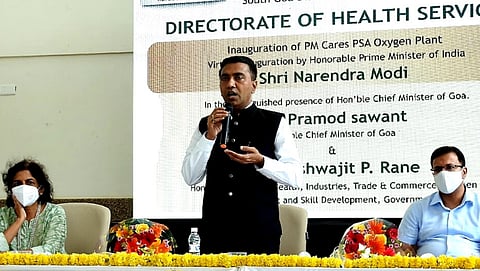 Chief Minister Pramod Sawant speaking during inaguration ceremony of oxygen plant at South Goa District Hospital on Thursday, October 7, 2021