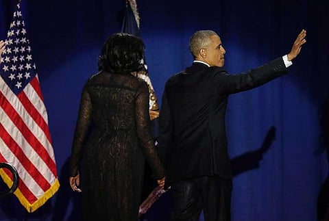 In final address, Obama touts values and prods Trump