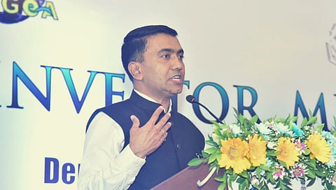 Chief Minister Pramod Sawant speaking at the Investors Meet of EMC in Tuem on Friday, Thursday 24, 2021