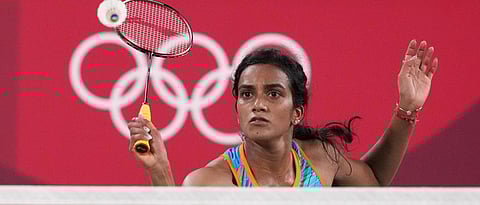 Tokyo: India's Pusarla V. Sindhu in action in the womens singles badminton match against Hong Kong China's Ngan Yi Cheung, at the Summer Olympics 2020, in Tokyo, Wednesday, July 28, 2021. Sindhu won the match 21-9, 21-16. (PTI)