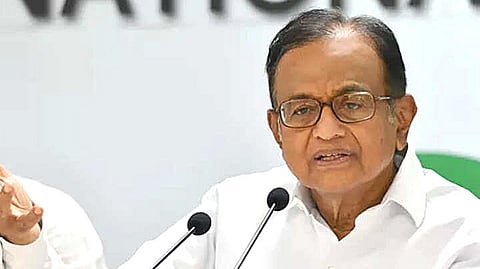 P Chidamabaram address a press conference in Goa