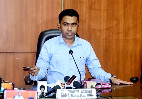 Chief Minister Pramod Sawant speaking in a press conference on Wednesday, August 26, 2021