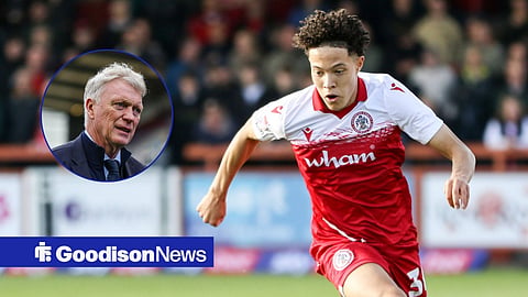 Isaac Heath in action for Accrington Stanley, Everton boss David Moyes in inset.