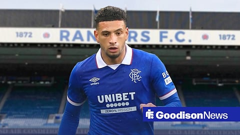 Former Everton man Ben Godfrey in a Rangers shirt.