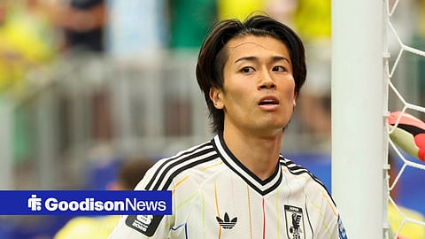 Keito Nakamura looking disappointed while playing for Japan at the 2026 World Cup