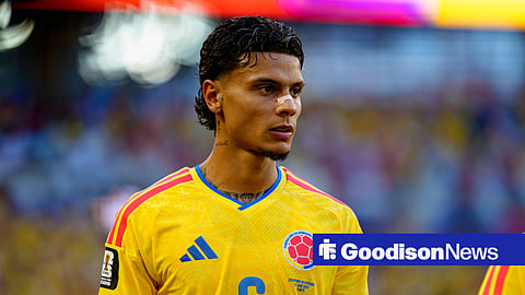 Richard Rios in action for Colombia at the 2026 World Cup.