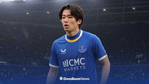 Keito Nakamura in an Everton shirt.