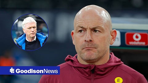 Lee Carsley managing England's senior side, Everton boss David Moyes in inset.