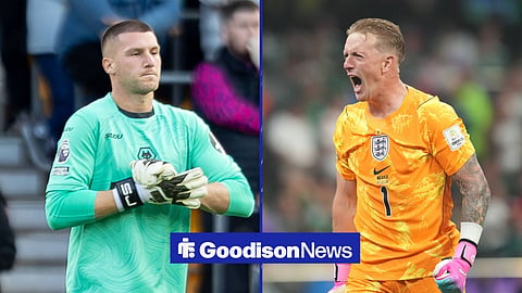 Sam Johnstone and Everton star Jordan Pickford side by side