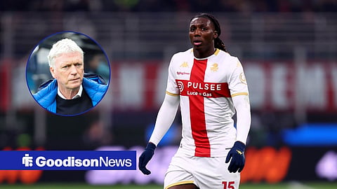 Brooke Norton-Cuffy in action for Genoa, Everton boss David Moyes in inset