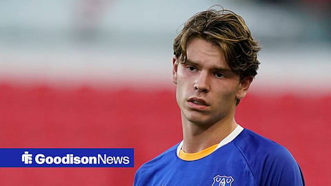 Tyler Dibling in pre-season action for Everton in July 2026