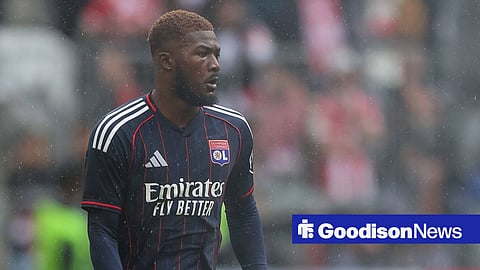 Ainsley-Maitland Niles in Champions League action for Lyon, looking right