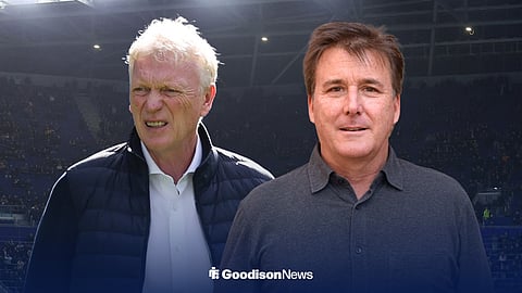 David Moyes and Dan Friedkin side-by-side, with Hill Dickinson Stadium behind them