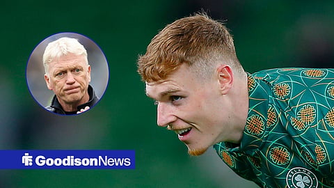 Everton star Jake O'Brien and David Moyes