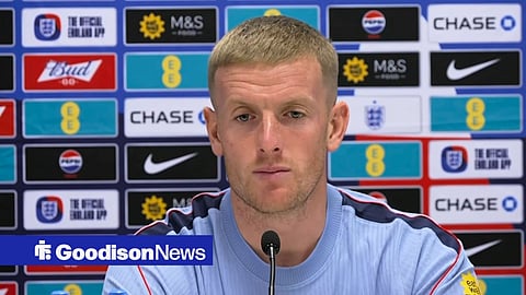 Everton goalkeeper Jordan Pickford in a pre-match press conference ahead of an England game
