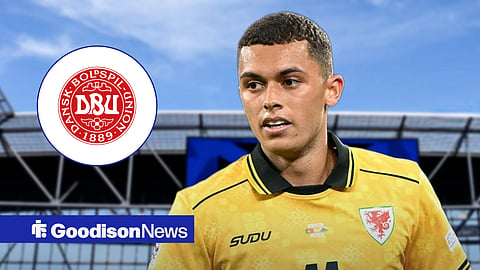 Everton star Brennan Johnson in Wales action
