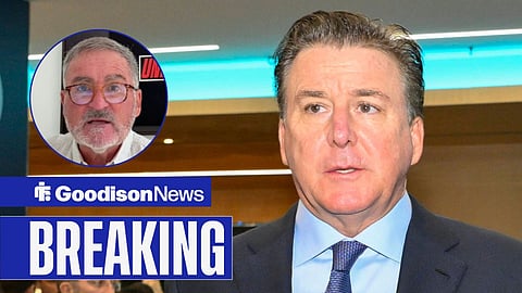 Richard Keys speaking on a podcast and Dan Friedkin, Everton owner, during the 32nd European Football Clubs General Assembly in Rome at the Rome Cavalieri Waldorf Hotel. Italy - Thursday 09 October 2025. Sports.