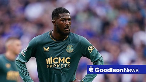 Everton defender Ainsley Maitland-Niles with his hands on his hips