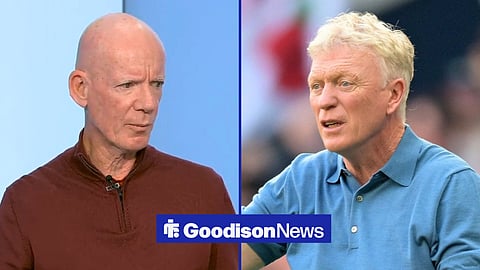 Split image of Dermot Gallagher and Everton manager David Moyes