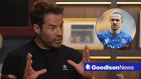 Jamie Redknapp debating with his hands out with Jack Grealish in circular inset