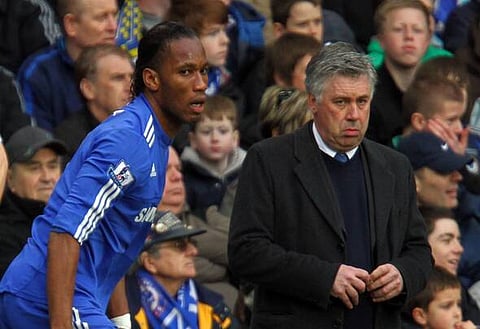 Didier Drogba reacts to Carlo Ancelotti's Everton departure