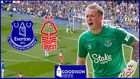 Everton goalkeeper Jordan Pickford impressed v Nottingham Forest.
Credit: Sky Sports Premier League