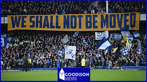 Everton fans cheer on their side at Goodison Park