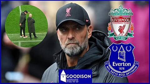 Jurgen Klopp berates official in Everton win v Liverpool. Credit: Adrian Durham