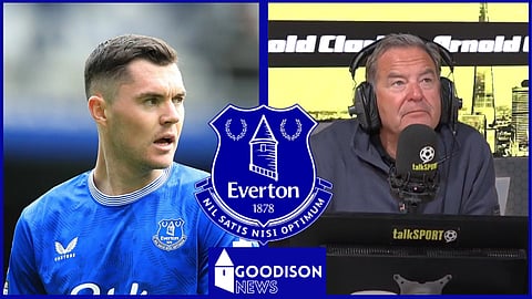 Everton defender Michael Keane and Jeff Stelling (Credit: Imago/talkSPORT via YouTube).