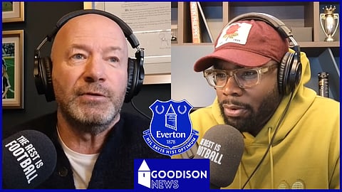 Alan Shearer and Micah Richards baffled by "bizarre" Everton news. Credit: The Rest is Football YouTube